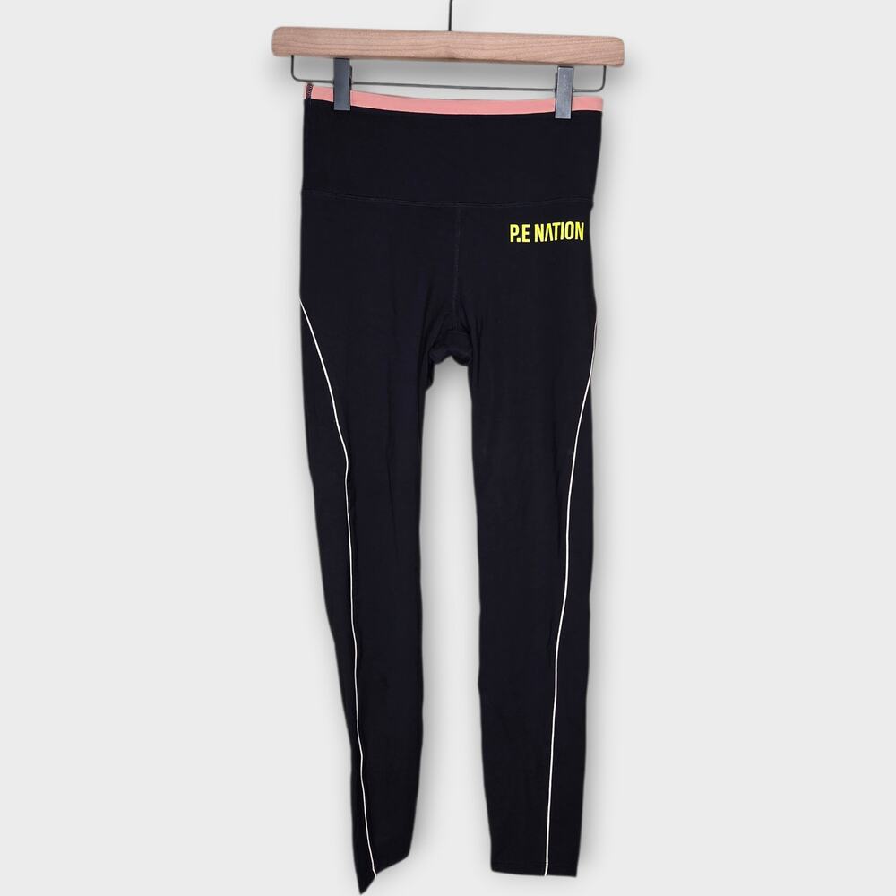 NEW P.E. Nation Match Play High Rise 7/8 Leggings Black Pink Women's Sm